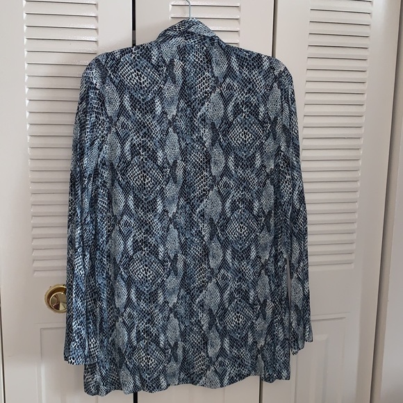Blue Snake Print Unstructured Blazer-size Small - Picture 3 of 7
